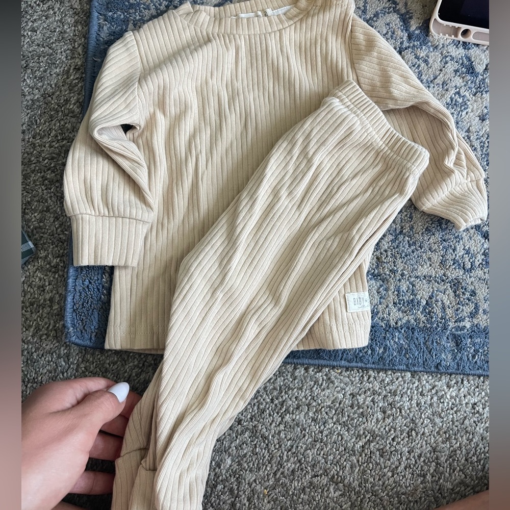 Cream colored matching baby set